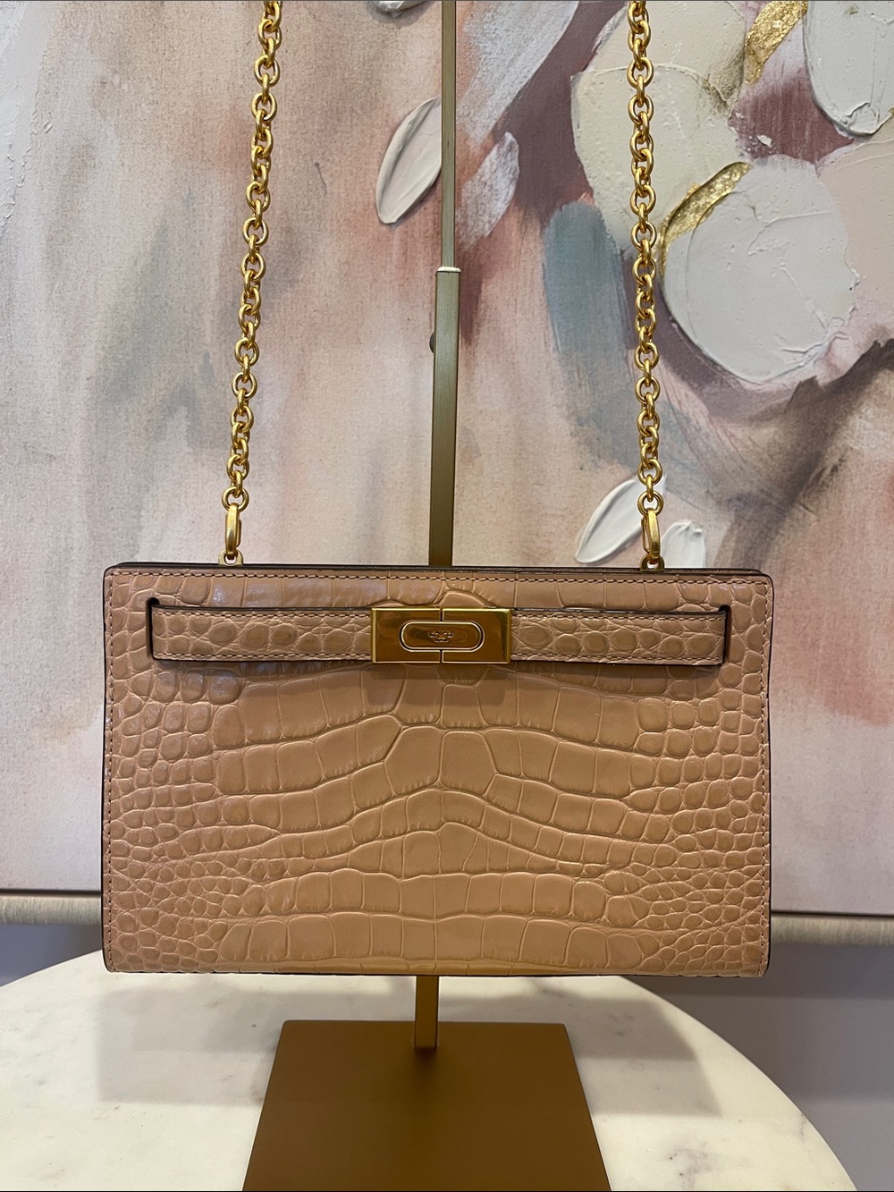 Gorgeous Tory Burch Croc-Embossed Lee Radziwill Shoulder Bag